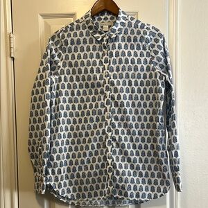Garnet Hill Blue and White Button Down Shirt sz 10